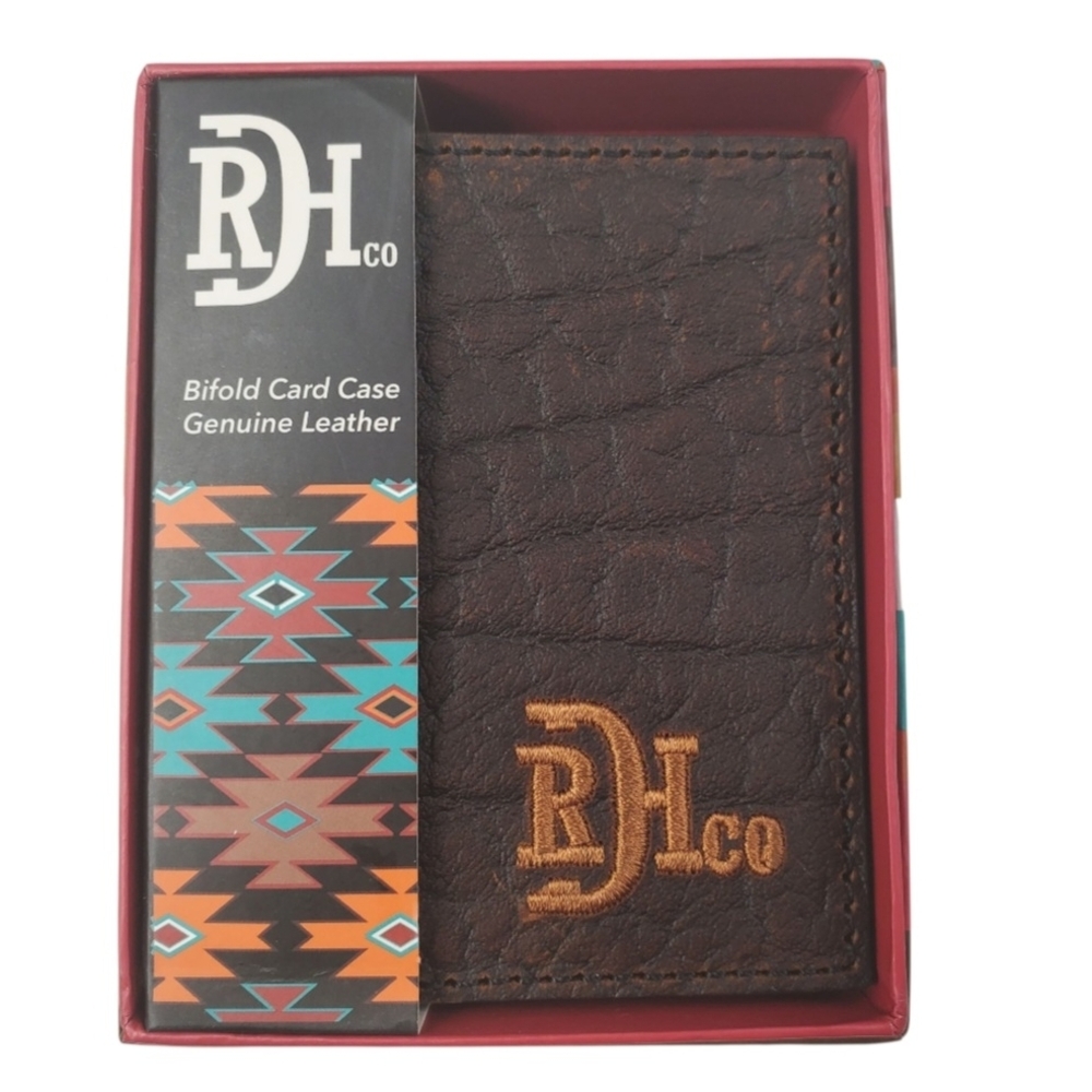 Red Dirt Leather Bifold Card Case Bison Grain Leather